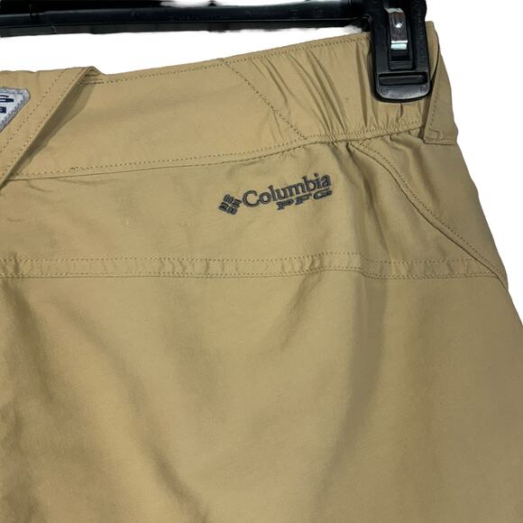 Columbia Medium PFG Shorts Zip-Fly Pockets Elastic Waist Quick Dry Tan Womens - Picture 4 of 7